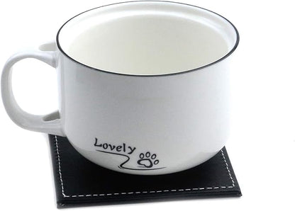 Semetall Drink Coasters 6 Pcs Premium PU Leather Square Coasters 4"x4"x0.2" | - Image 4