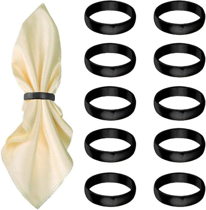 Black Napkin Rings-10 Pcs Stainless Steel Napkin Rings | Metal Napkin Ring by GERILKAI