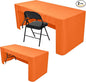 Nasitos 2 Pack 6' Fitted Tablecloth Orange Trade Show Table Cloth-Open Back Valentines Tablecloth Washable and Wrinkle Resistant Rectangular Trade Show Table Cover for Parties, Banquet, Baby Shower