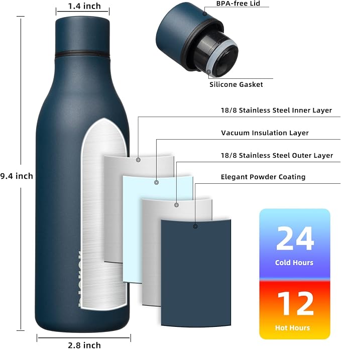BJPKPK 18oz Insulated Water Bottle, Stainless Steel Bottle - Image 3