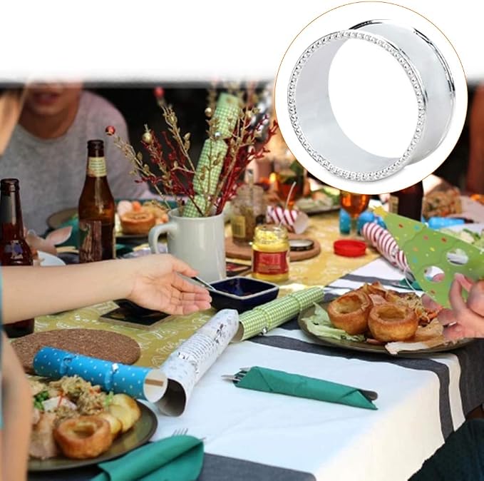 20 Pcs Stainless Steel Bead Side Napkin Rings - Image 4
