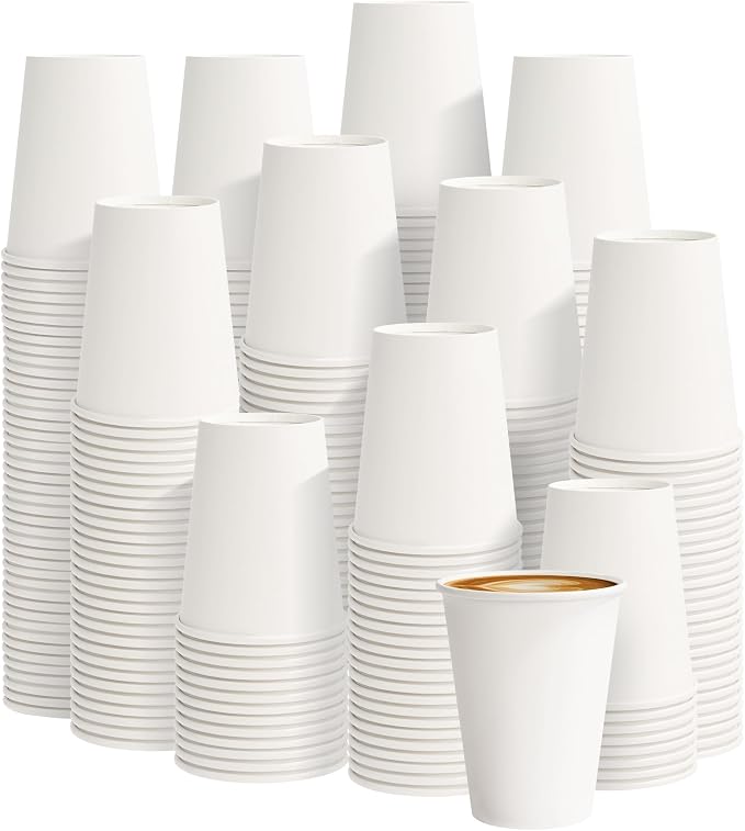 8 oz White Paper Coffee Cups, Disposable Hot Cups by PACKINNO