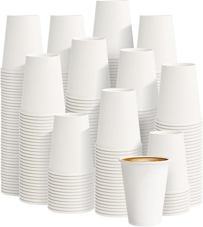 8 oz White Paper Coffee Cups, Disposable Hot Cups by PACKINNO