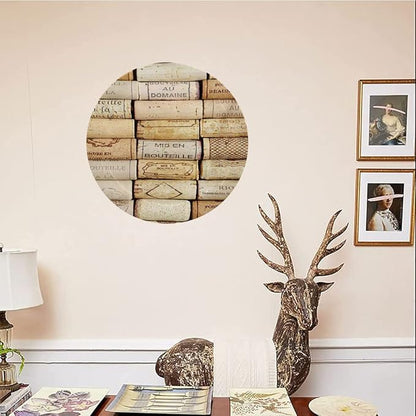 Ceramic Display Plate, Winery Ceramic Hanging Decorative Plate, Different Wine Corks Arranged in Line Collections, 10 Inch, Household Custom Ceramic Plate, Ivory Pale Brown