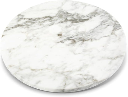 Koville 16'' Marble Lazy Susan Marble Turntable for Kitchen Dinning, Lazy Susans Organizer for Cabinet, Serving Rotation Spinning Tabletop Organizer Swiveling, Spice Rack Storage(Arabescato White)