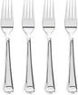 Prestee 300 Count Plastic Forks - 7 Inch Heavy Duty Disposable Silverware - Bulk Fancy Silver Fork Set for Table Decor - Durable Plastic Silverware for Parties, Events and Christmas Holidays