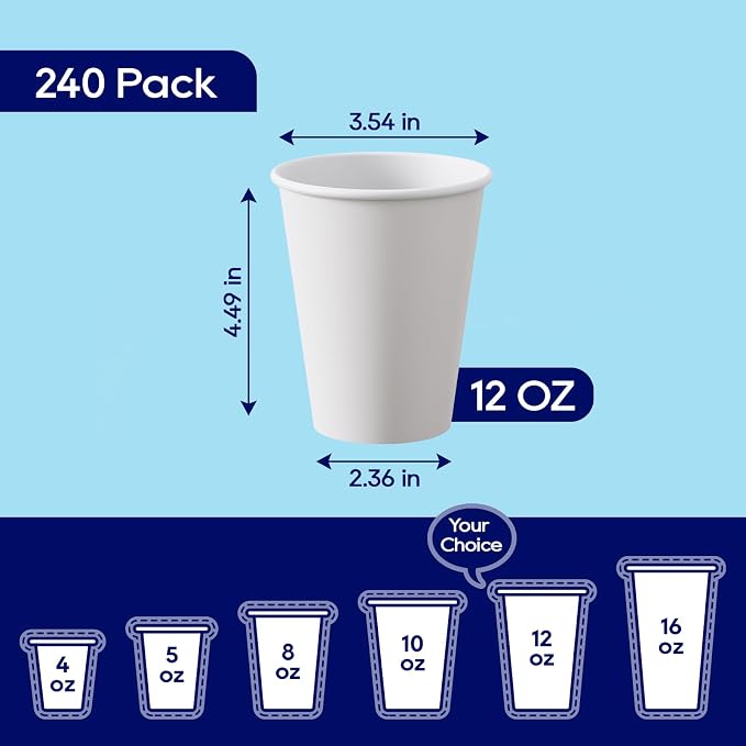 LITOPAK 240 Pack 12 oz Disposable Paper Coffee Cup, Suitable - Image 2