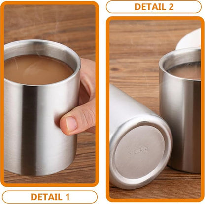 GALPADA Double Wall Stainless Steel Water Cup 260ml, Brushed Metal Insulated - Image 7