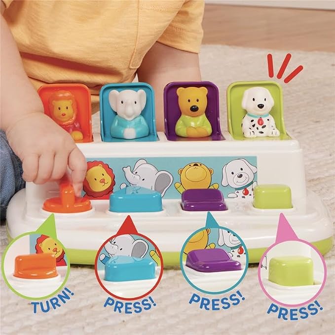 Battat Pop-Up Toy, Pop-Up Pals Cause-and-Effect Animal Toy, 4 Pals | 4 animal - Image 4