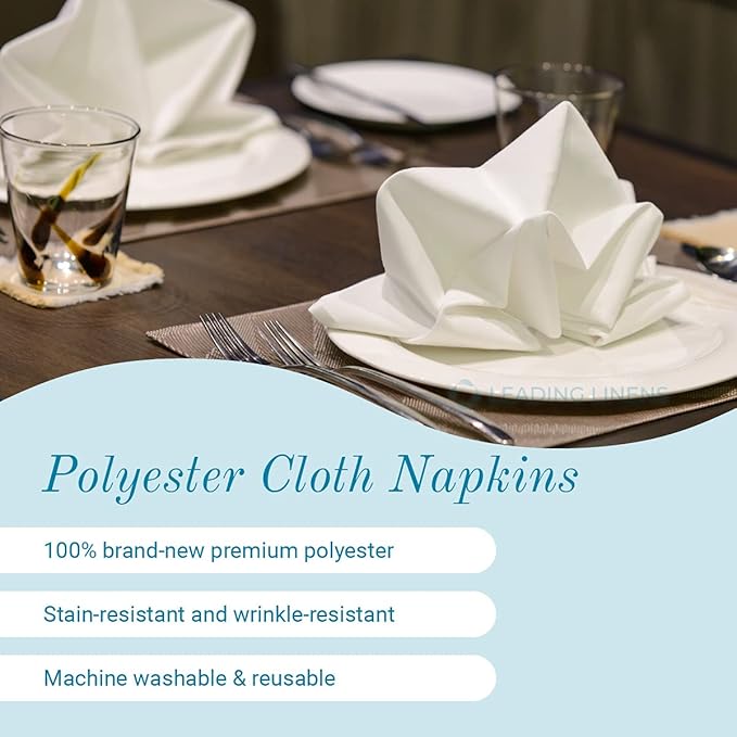 Polyester Cloth Napkins - Washable Soft Table Linens - Durable & Elegant for Dining, Restaurants, Weddings, Events, Rentals, Banquets, & Parties - Premium Quality Set of 250, Black, 17"x17"