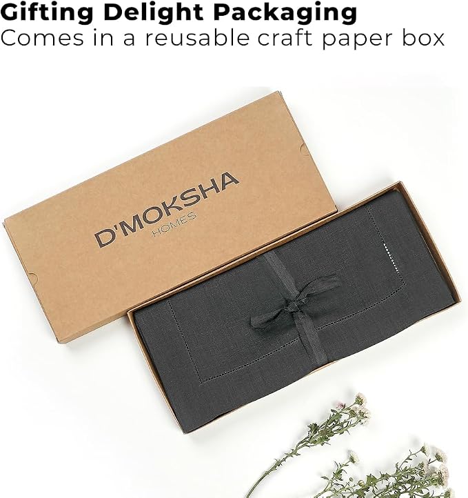 Signature Linen™ by D'Moksha Charcoal Grey Table Runner 48 Inches, 100% Pure - Image 5