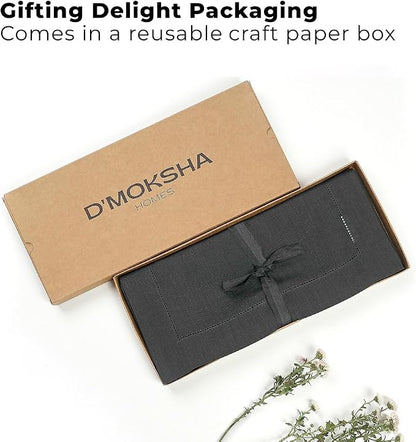 Signature Linen™ by D'Moksha Charcoal Grey Table Runner 48 Inches, 100% Pure - Image 5