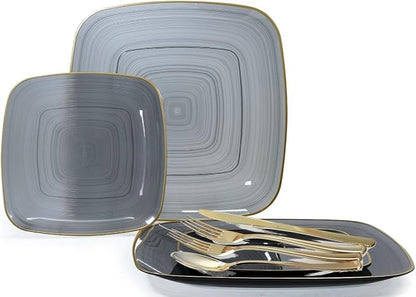 " OCCASIONS " 150 Piece set-Wedding Plastic Plates & cutlery -Disposable by OCCASIONSFINESTPLASTICTABLEWARE