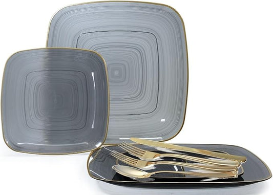 " OCCASIONS " 150 Piece set-Wedding Plastic Plates & cutlery -Disposable by OCCASIONSFINESTPLASTICTABLEWARE