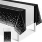 1Pcs Black Silver Tablecloth Party Decorations, Plastic Black Table Cloth by MASHAN