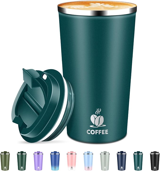 Insulated Travel Coffee Mug Reusable Coffee Tumbler Cup by QEMAUUAHealthyLife