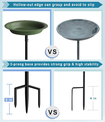 Koutemie Bird Bath for Outside 1-¼ Gallon Detachable, Deep Green, 29 Inch | - Image 4