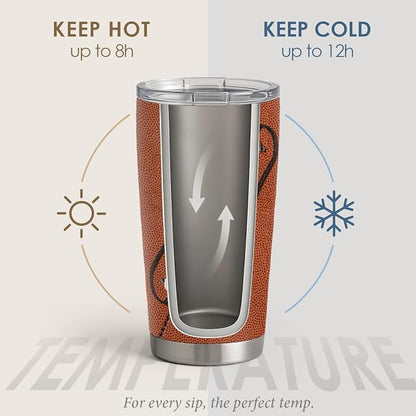 SANDJEST Football Tumbler 20oz Stainless Steel Insulated, Travel Coffee Cup - Image 3