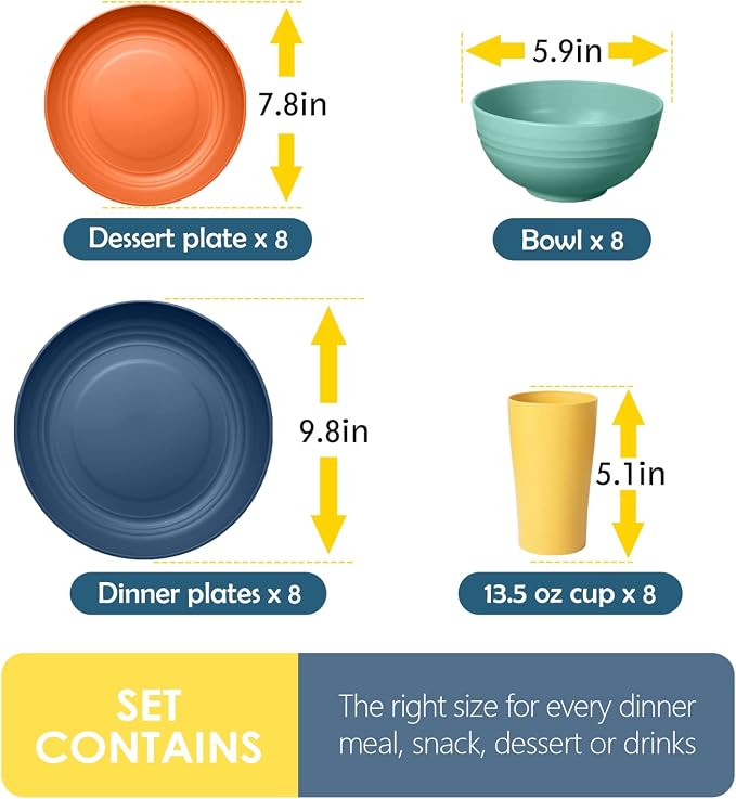 Teivio 32-Piece Plates and Bowls Sets - Image 2