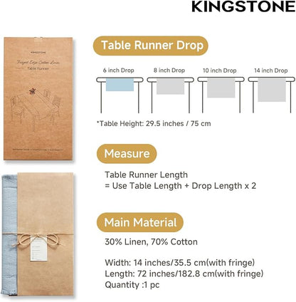 14 x 72 Inches Frayed Edge Table Runner, 270G Heavyweight Sand Washed Slub - Image 2