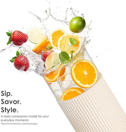 SANDJEST Glass Tumbler with Straw and Lid, Glass Water Bottle with Silicone - Image 4