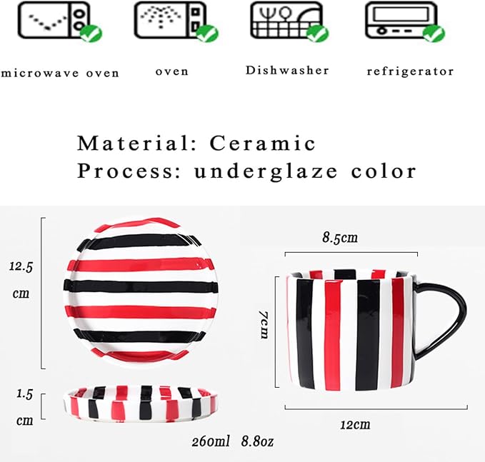 Espresso Cups Ceramic Coffee Mug Series European Striped Dot Coffee Cup And - Image 2
