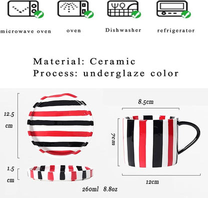 Espresso Cups Ceramic Coffee Mug Series European Striped Dot Coffee Cup And - Image 2