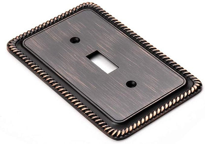 Henne Bery Rope Edge Decorative Wall Plate Switch Plate Outlet Cover (Single Toggle, 2 Pack, Aged Bronze)