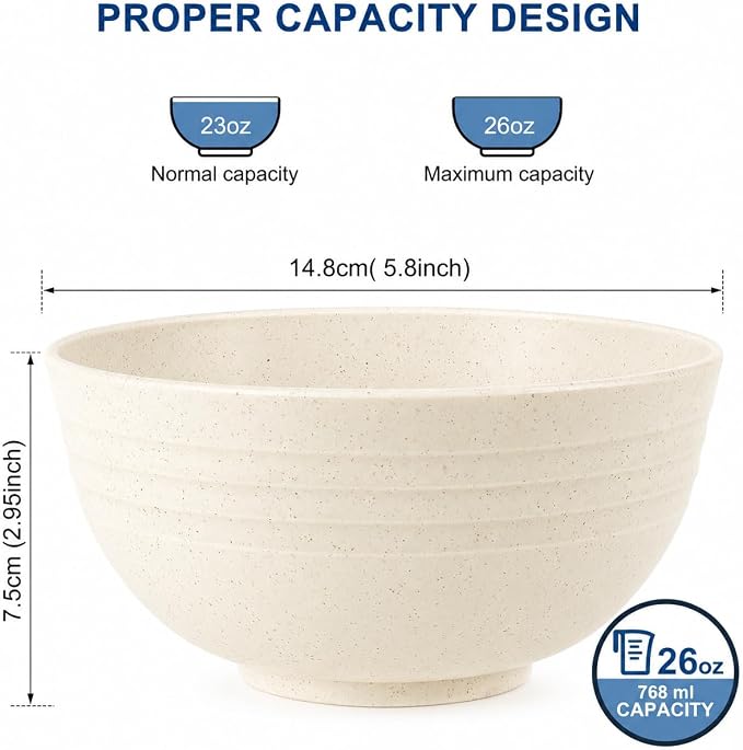 HOTEC Unbreakable Wheat Straw Cereal Bowls - Image 2