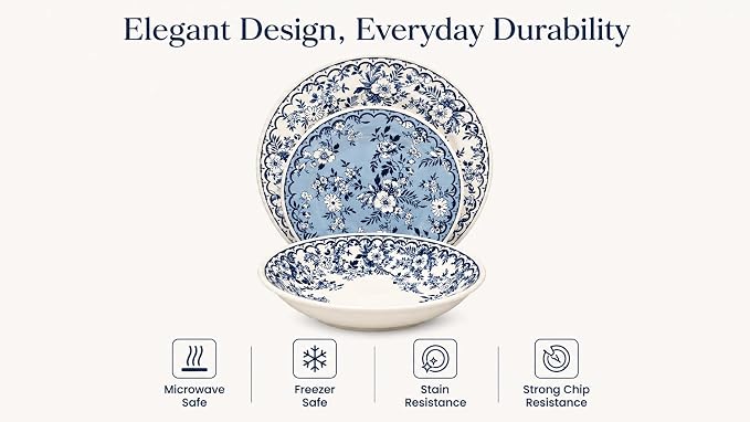 TUDOR ROYAL 12-Piece Porcelain Round Dinnerware Set, Service - Image 4