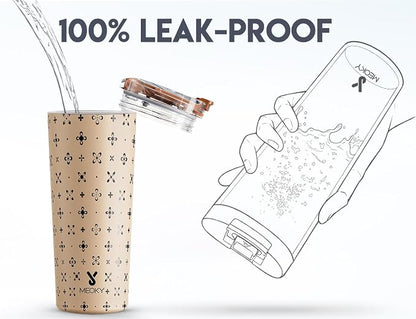 Meoky 24 oz Insulated Travel Coffee Mug: Leak Proof Lid, Mocha Cross | - Image 5