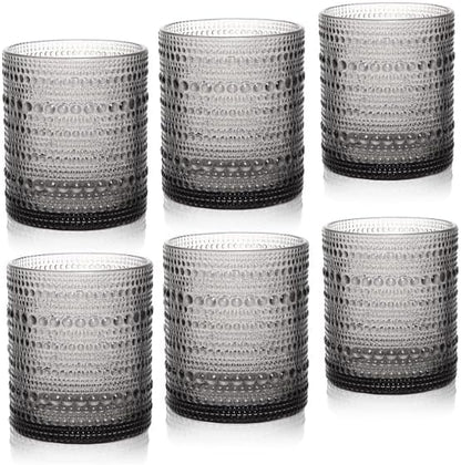 Cocktail Glasses 10 oz Hobnail Drinking Glasses Set of 6, Vintage Glassware by JPPSUJJ