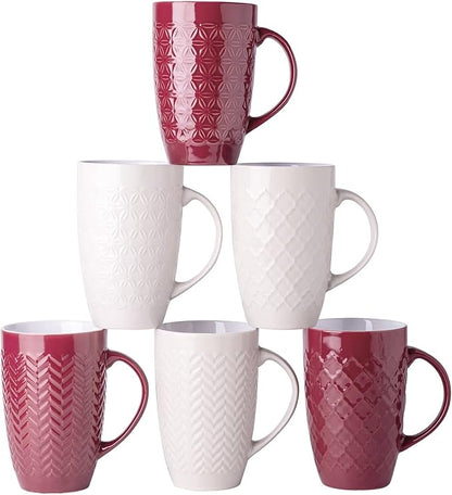 AmorArc 20 oz Large Coffee Mugs Set of 6, Tall Ceramic Coffee Cups | 3 Assorted by AmorArc