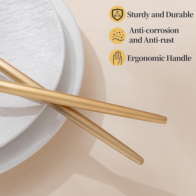 O.C.E. Salad Server, Premium Stainless Steel Spoon and Fork Set, 10.3 inch - Image 4
