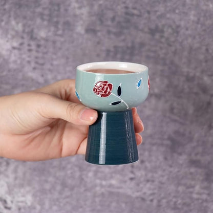 KAMMAK Tea Cup Set of 2 Small Tea Cups 2.1oz Blue Porcelain Tea Cup Set - Image 6