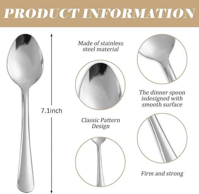Windsor 120-Pcs Stainless Steel Dinner Spoons, Metal Spoons - Image 2