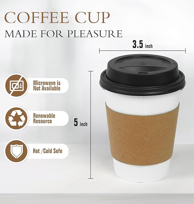 Ginkgo 100 Pack 12 oz Thickened Coffee Cups - Image 3
