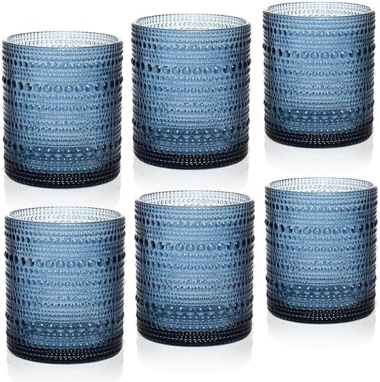 Cocktail Glasses 10 oz Hobnail Drinking Glasses Set of 6, Vintage Glassware by JPPSUJJ