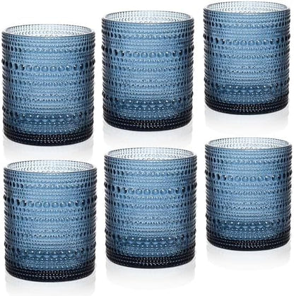 Cocktail Glasses 10 oz Hobnail Drinking Glasses Set of 6, Vintage Glassware by JPPSUJJ