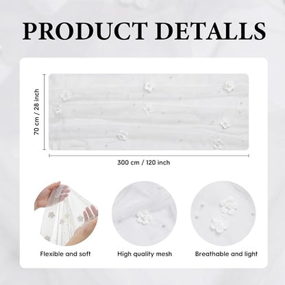 Artoid Mode Flower Pearl White Gauze Table Runner 10FT, Seasonal Sheer Dining - Image 7