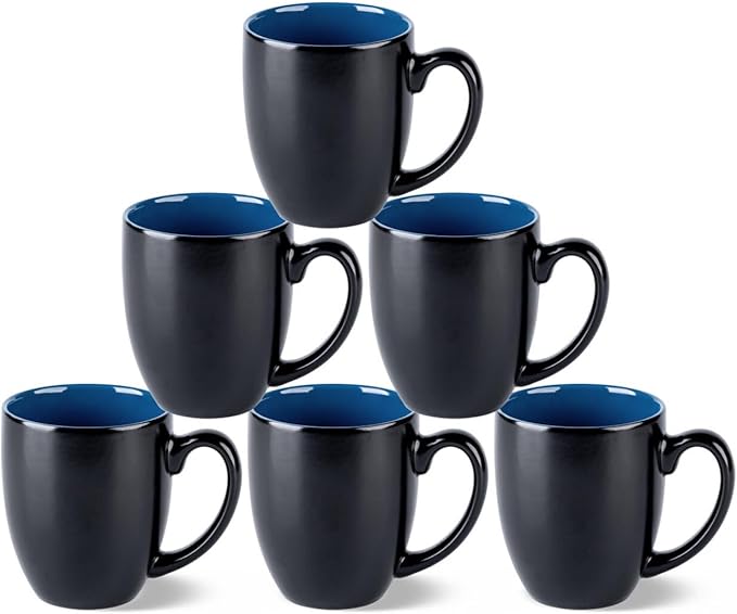 GBhome 12 oz Coffee Mugs Set of 6, Ceramic Coffee Cups- Blue by GBhome