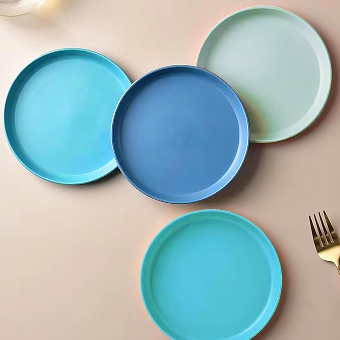 10 Inch Plastic Dinner Plates Set of 8, Wheat Straw Plates Reusable & - Image 7