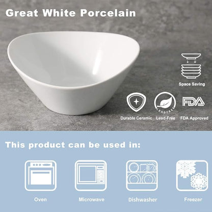 Buyajuju Porcelain Salad Bowls, 38 Ounce pasta bowls set of 4, 8 inch White - Image 3