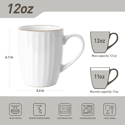 famiware Eden Coffee Mugs Sets of 6, 12 oz Ceramic Stoneware Mug Cup Set | - Image 3