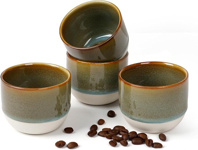 Ceramic Espresso Cups Set, Espresso Coffee Mugs, Special Glazed Demitasse Cups by TryitBuyitYoulllikeit