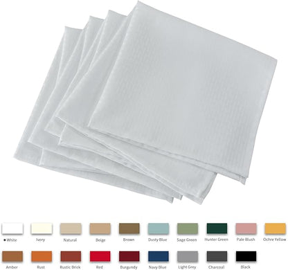 maxmill Cloth Napkins 20 x 20 Inch Weaved Texture Pattern Soft Comfortable and Luxury Serviette for Restaurant Family Dinners Weddings Parties and Banquets Set of 4 Pieces, White