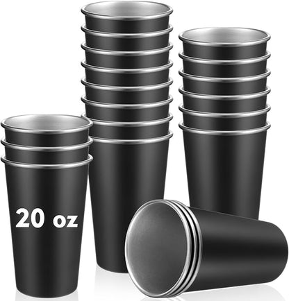 Mimorou 20 Pack 20 oz Stainless Steel Pint Cups Metal Cups Unbreakable Drinking by Mimorou