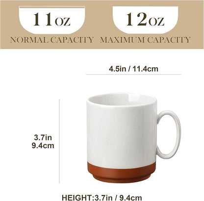 MALACASA 12oz Ceramic Coffee Mugs Set of 4, Stackable Coffee Cups - Image 2