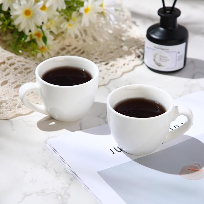 Reallnaive 16 Pcs 3 oz Porcelain Espresso Cup Set White Tiny Ceramic Coffee & - Image 4