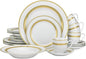 20-pc Luxury Dinnerware Set w/ 24K Gold Ornament, HQ Dining Tableware Service for 4 (093)
